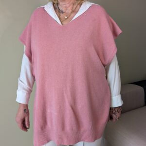 Chaleco Punto Suave Rosa Empolvado