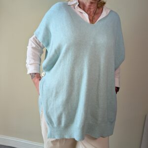 Chaleco Punto Suave Verde Agua